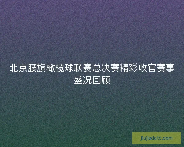 北京腰旗橄榄球联赛总决赛精彩收官赛事盛况回顾