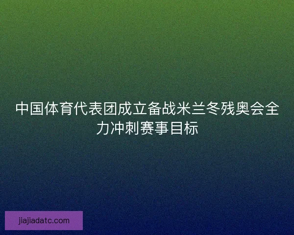 中国体育代表团成立备战米兰冬残奥会全力冲刺赛事目标