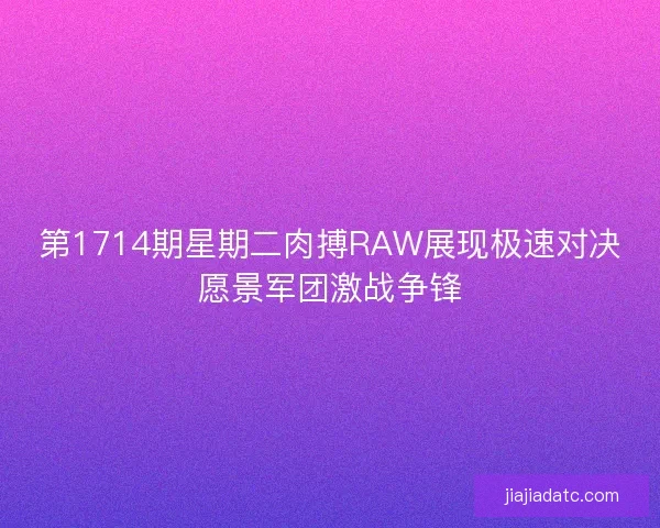 第1714期星期二肉搏RAW展现极速对决愿景军团激战争锋